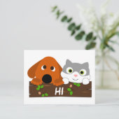 Cute Puppy en Kitten Briefkaart (Staand voorkant)