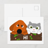 Cute Puppy en Kitten Briefkaart (Voorkant / Achterkant)