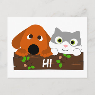 Cute Puppy en Kitten Briefkaart