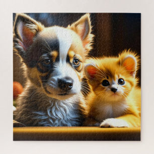 Cute Puppy en Kitten Legpuzzel