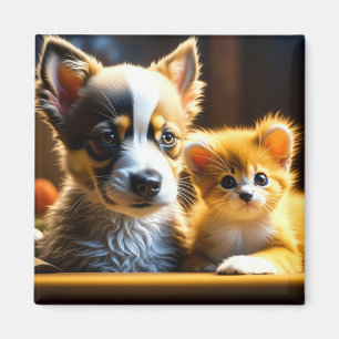 Cute Puppy en Kitten Magneet