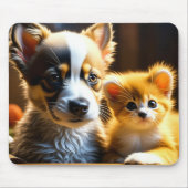 Cute Puppy en Kitten Muismat (Voorkant)