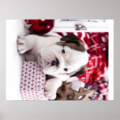 Cute Puppy English Bulldog | Vreemde kerst Poster (Voorkant)