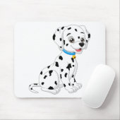 Cute Puppy Fire Dog Black White Cartoon Dalmatian Muismat (Met muis)