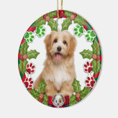 Cute Puppy First Kerstkeramisch Ornament (Links)