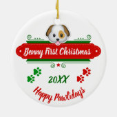 Cute Puppy First Kerstkeramisch Ornament (Achterkant)