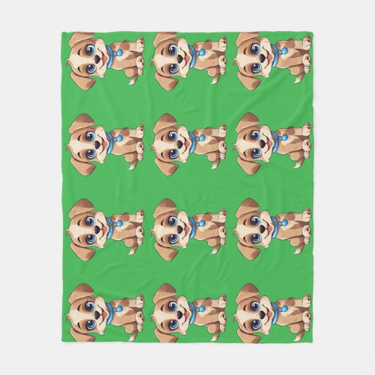 Cute Puppy Fleece Blanket (Voorkant)