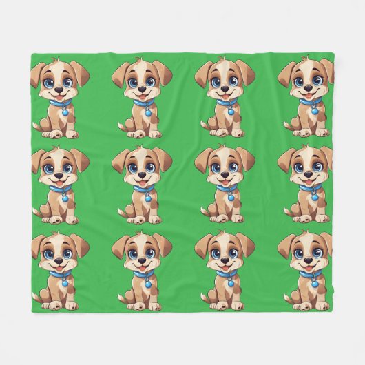 Cute Puppy Fleece Blanket Deken (Voorkant (Horizontaal))