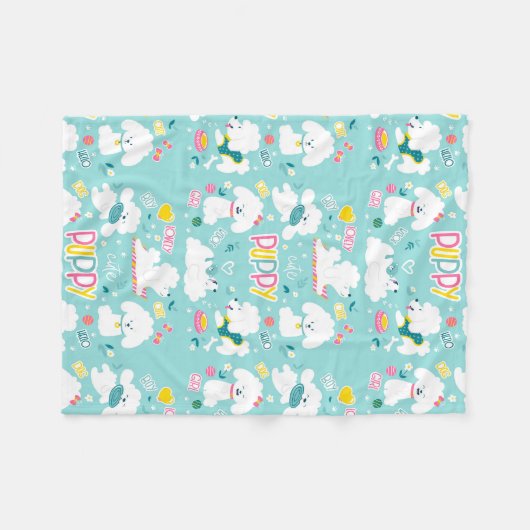 Cute Puppy Fleece Deken (Voorkant (Horizontaal))