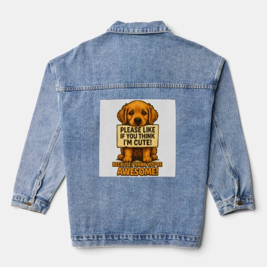 Cute Puppy, Funny Dog Lover Quote Denim Jacket (Achterkant)