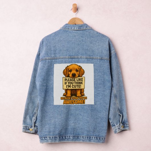 Cute Puppy, Funny Dog Lover Quote Denim Jacket (Hangar)