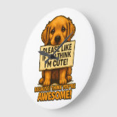 Cute Puppy, Funny Dog Lover Quote Grote Klok (Hoek)