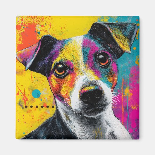 Cute Puppy Funny Dog Mixed Media Animal Pet Magneet (Voorkant)