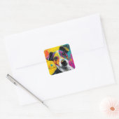 Cute Puppy Funny Dog Mixed Media Animal Pet Vierkante Sticker (Envelop)
