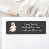 Cute Puppy Ghost Halloween Etiket (Insitu)