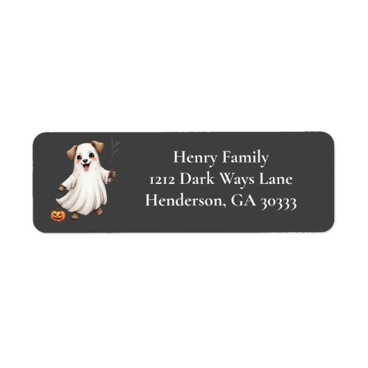 Cute Puppy Ghost Halloween Etiket (Voorkant)