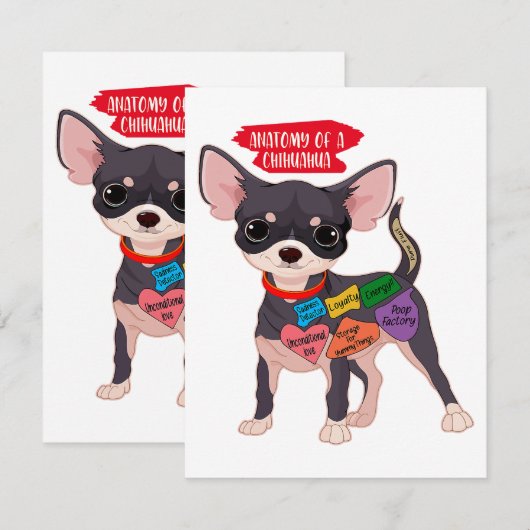 Cute Puppy Gift Anatomy of a Chihuahua Bedankkaart (Voorkant / Achterkant)