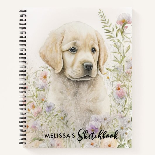 Cute Puppy Golden Retriever Dog Sketchbook Notitieboek (Voorkant)