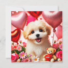 Cute puppy Happy Valentine's day  Feestdagenkaart