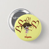 Cute Puppy Hearts Kinder Name Button (Voorkant /achterkant)