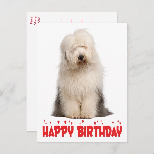 Cute Puppy Hond Oud-Engelse Herdershond Verjaardag Briefkaart (Voorkant / Achterkant)