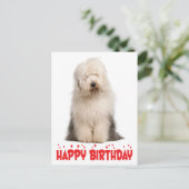 Cute Puppy Hond Oud-Engelse Herdershond Verjaardag Briefkaart (Staand voorkant)