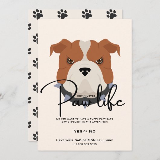 Cute puppy hond poot levensfeestje kaart (Voorkant / Achterkant)