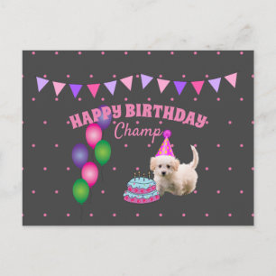 Cute Puppy Hond Verjaardag Huisdier Feest Viering Briefkaart