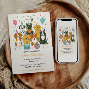 Cute Puppy Honden Jongen 5e Verjaardagsfeestje Kaart