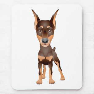 Cute Puppy Hondenliefhebber Cartoon Doberman Pinch Muismat
