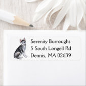 Cute Puppy Hondenliefhebber Waterverf Siberian Hus Etiket (Insitu)