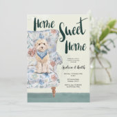 Cute Puppy Housewarming Party Kaart (Staand voorkant)