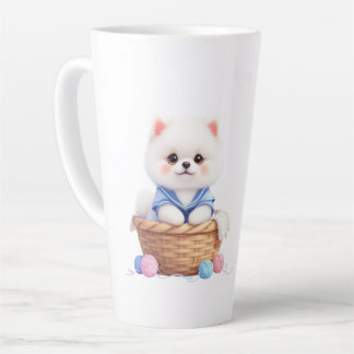 Cute Puppy in Basket Latte Mug Mok