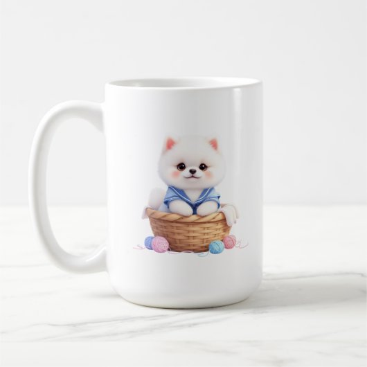Cute Puppy in Basket Mug Koffiemok (Links)