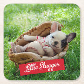 Cute Puppy in een Baseball Mitt Kartonnen Onderzetters (Voorkant)