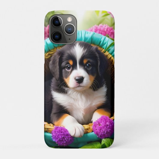 Cute Puppy in een mandje Case-Mate iPhone Case (Achterkant)