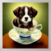 Cute Puppy in een Poster Teacup (Voorkant)