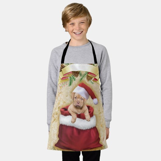 Cute Puppy in een tas met kerstspeelgoed Schort (Gedragen)