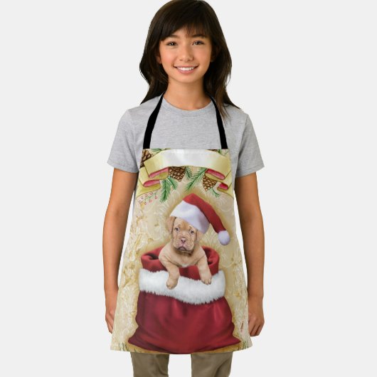 Cute Puppy in een tas met kerstspeelgoed Schort (Insitu)