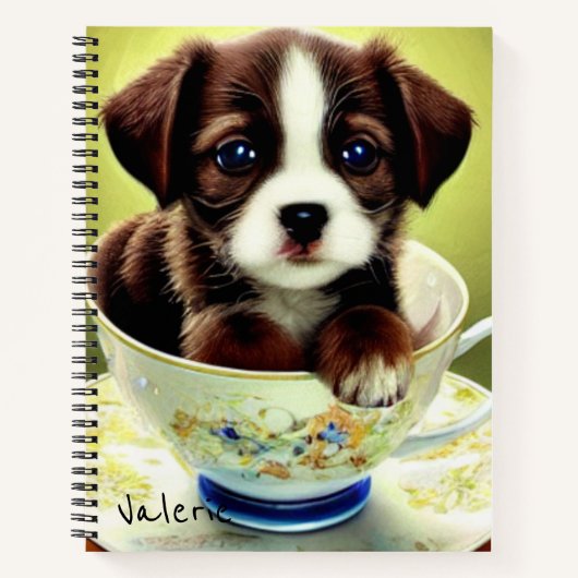 Cute Puppy in een Teacup Notitieboek (Voorkant)