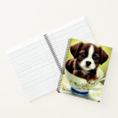 Cute Puppy in een Teacup Notitieboek (Binnen)
