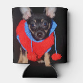 Cute Puppy in Red Wool Sweater Blikjeskoeler (Achterkant)