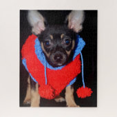 Cute Puppy in Red Wool Sweater Legpuzzel (Verticaal)