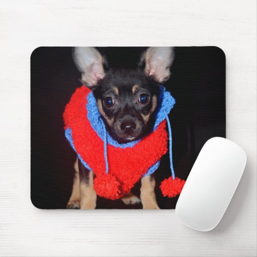 Cute Puppy in Red Wool Sweater Muismat (Met muis)