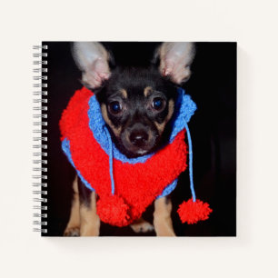 Cute Puppy in Red Wool Sweater Notitieboek