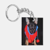 Cute Puppy in Red Wool Sweater Sleutelhanger (Voorkant Links)