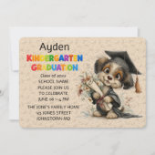 Cute Puppy Kindergarten Graduation Invitation Kaart (Voorkant)