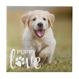 Cute Puppy Love Personalized Pet Photo Hondenliefh Tegeltje