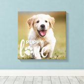 Cute Puppy Love Personalized Photo Pet Hondenliefh Canvas Afdruk (Insitu (Houten vloer))