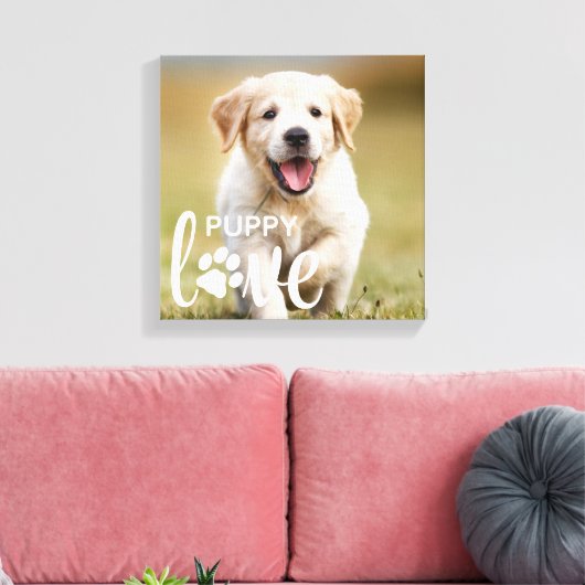 Cute Puppy Love Personalized Photo Pet Hondenliefh Canvas Afdruk (Insitu (Woonkamer))